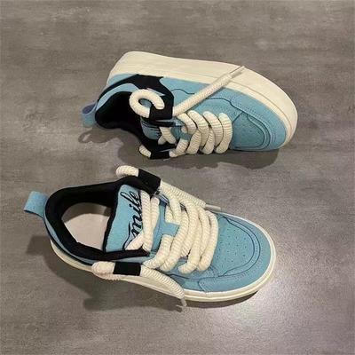 2024 otoño nuevo diseño original de zapatillas de lona azul lago zapatos de mujer retro americano versátiles casuales zapatos de skate para pareja