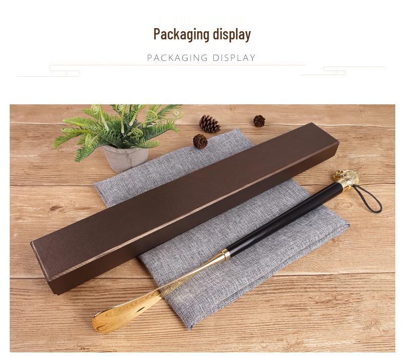 Metal Alloy Lion & Horse Head Zodiac Solid Wood Long Shoehorn