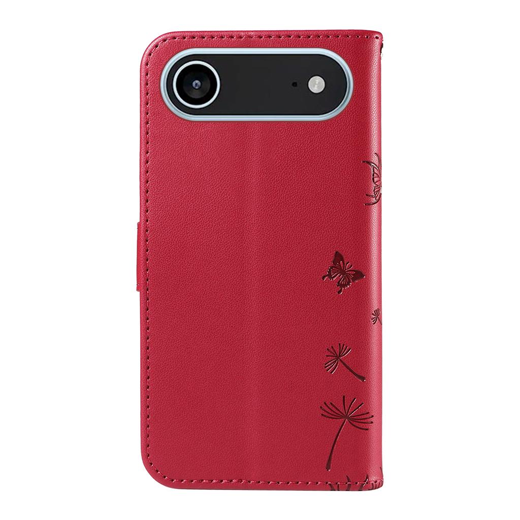 For iPhone 17 Air Leather Wallet Case with Strap Dandelion Imprint Phone Stand Cover