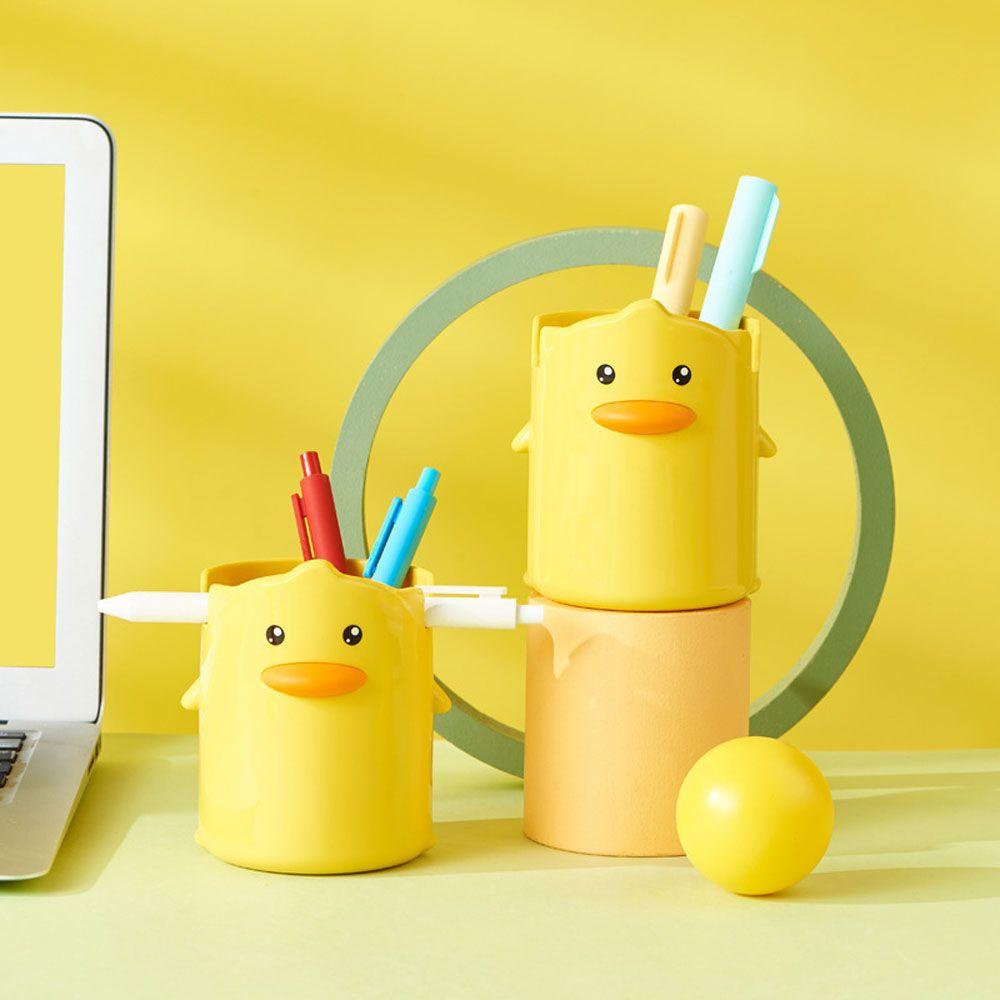 School Accessories Student Stationery Pencil Case Desktop Storage Box Yellow Duck Pen Holder