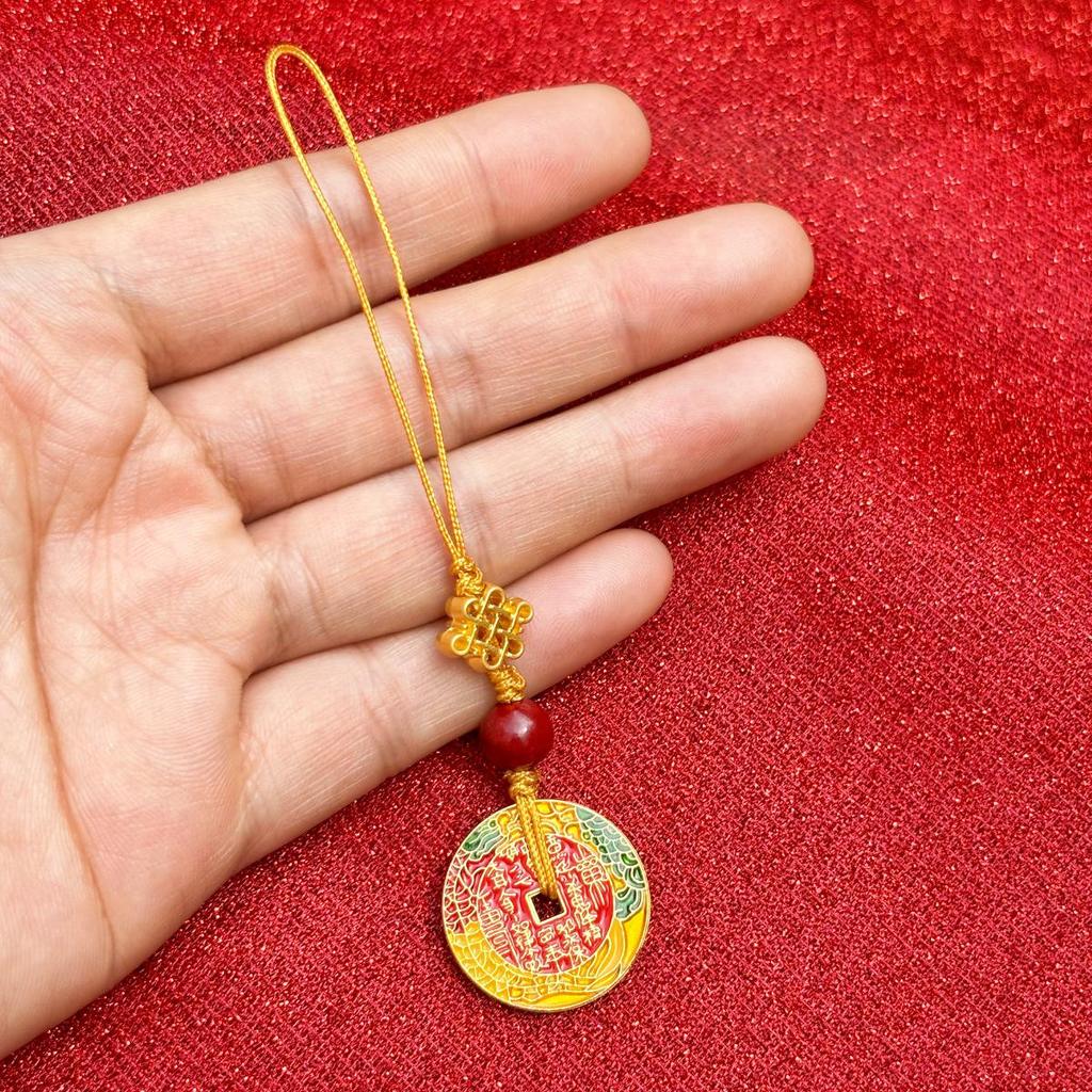 Chinese Lion Dance Lucky Coin Pendant Keychain & Bag Charm