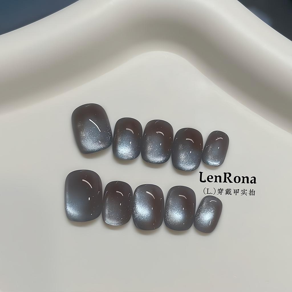 Press on Nails Square Fake Nails with Glitter Design Artificial Acrylic Nails Glossy False Nails Full Cover Stick on Nails Glue on Nails for Women