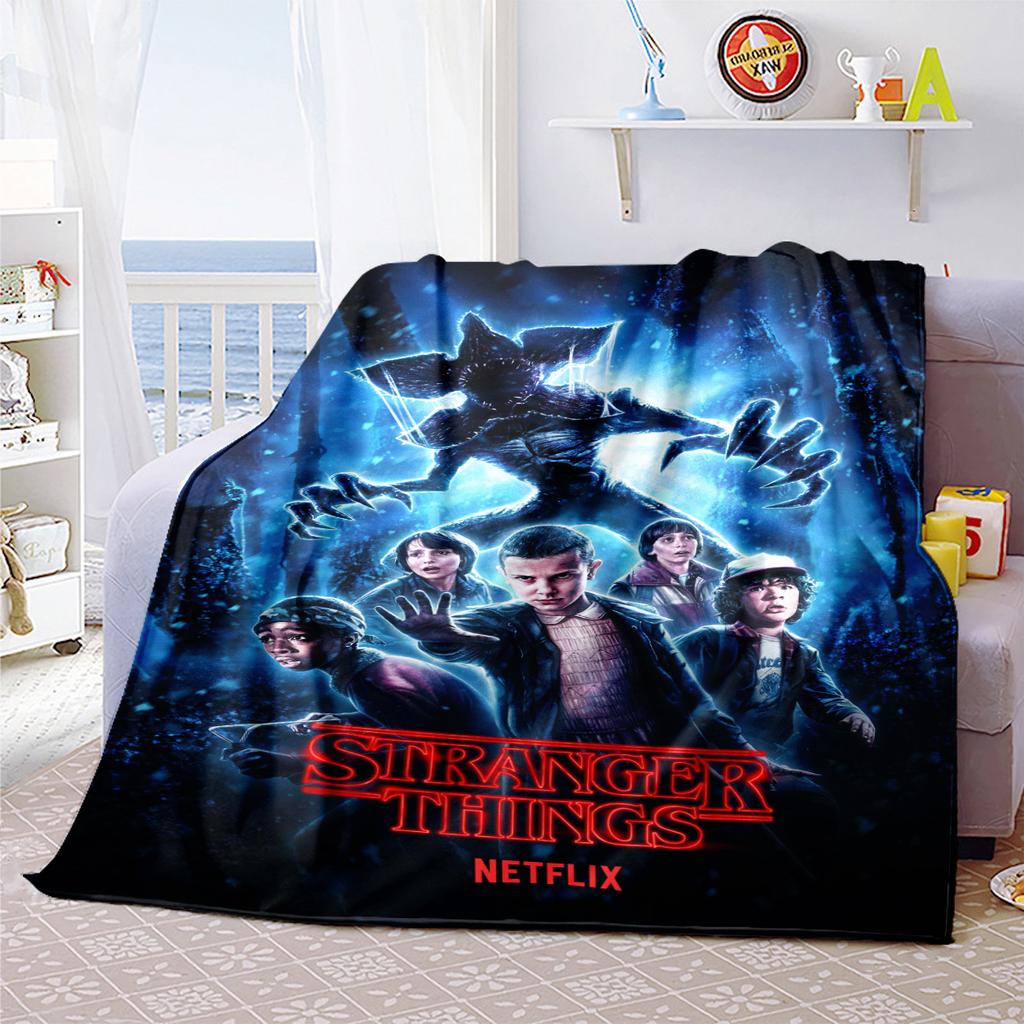 Halloween horror thriller theme Stranger Things blanket, home warming, four season bed decoration, sofa cover, flannel throwing blanket K11