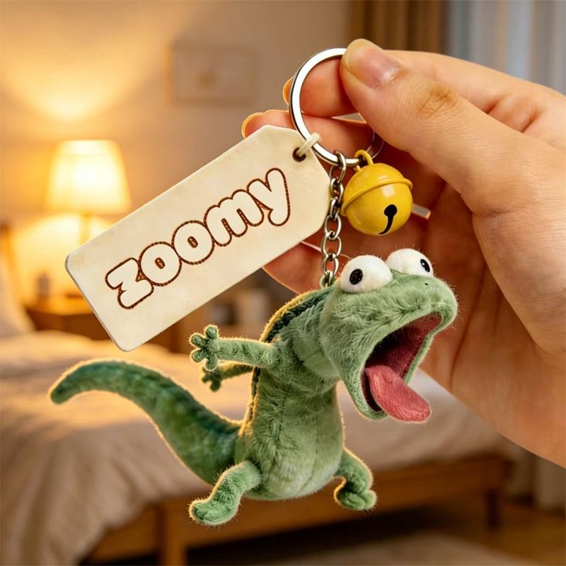 Fun Green Lizard Backpack Charm Keychain Super Cute and Funny Plush Toy Soft Stereoscopic Plush Decoration Toys Surprise Gifts