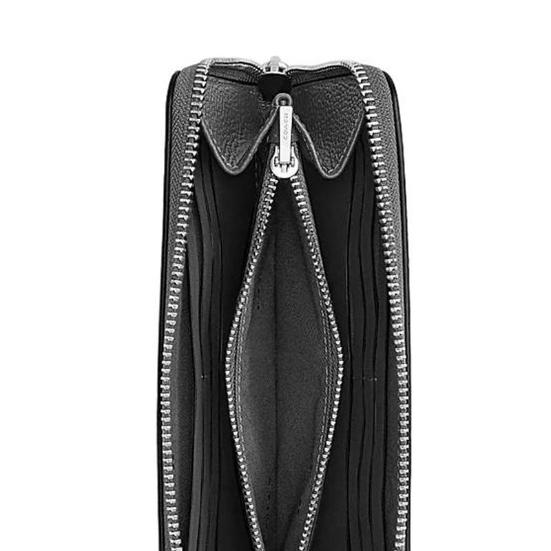 Coach Accordion Wallet 19 Logo Pattern Zipper Closure Leather Wallet Men wallet Charcoal-Gray CW715-CHR