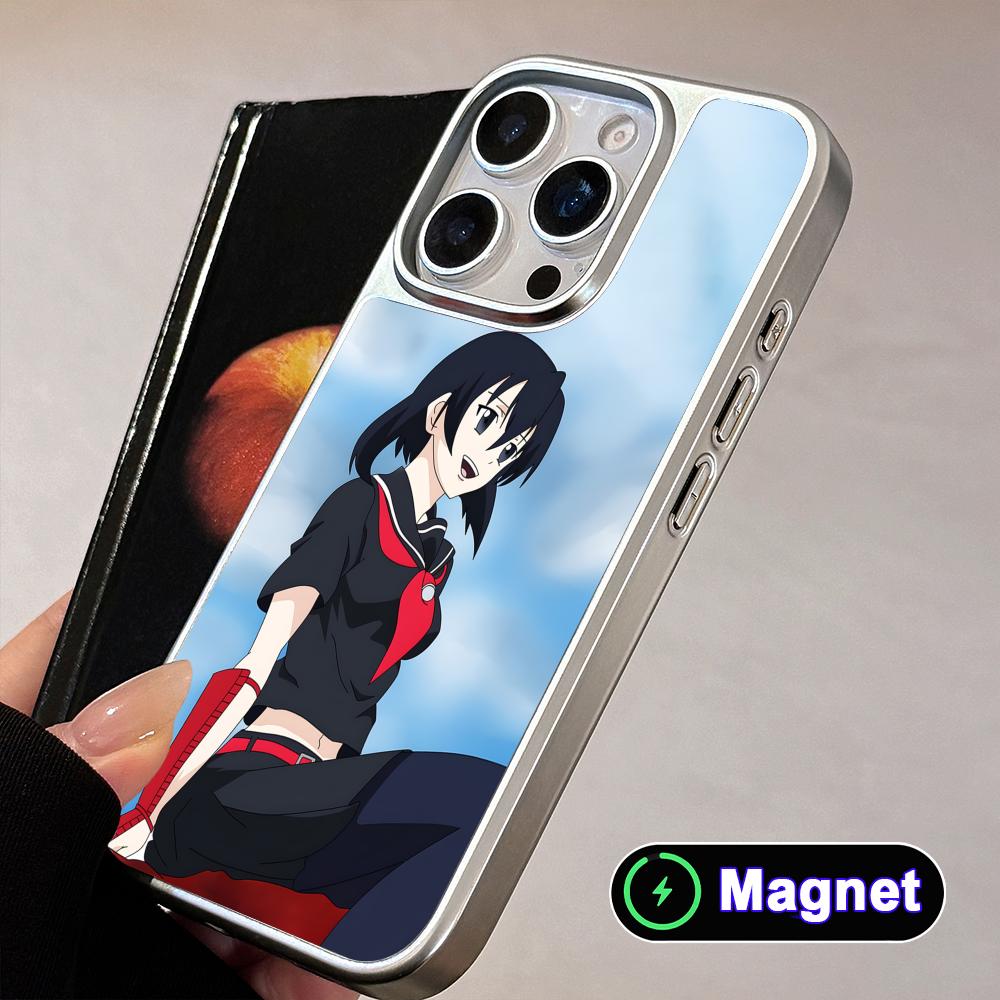 Akame Kurome Silver Plating Magsafe Mobile Phone Case for iPhone 17 16 15 14 13 12 11 Air Pro Max Plus Colorful Cover