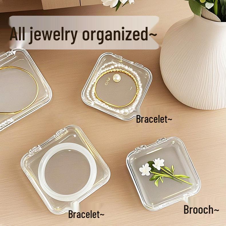 Portable Scratch-Resistant Striped Jewelry Box: Transparent, Sealed, Anti-Oxidation Storage for Wenwan Hand String & Necklace