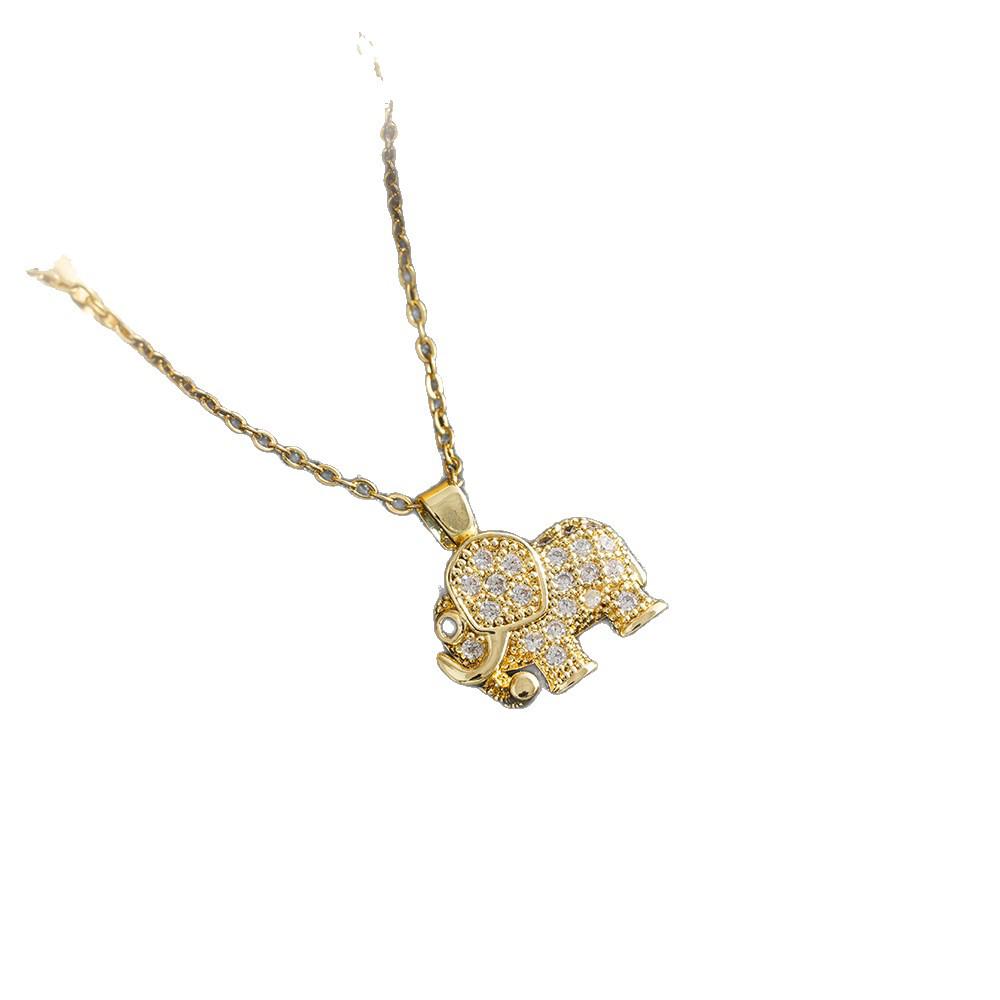 Copper Micro-Inlaid Zircon Elephant Pendant Necklace - Elegant, Versatile, Light Luxury Design