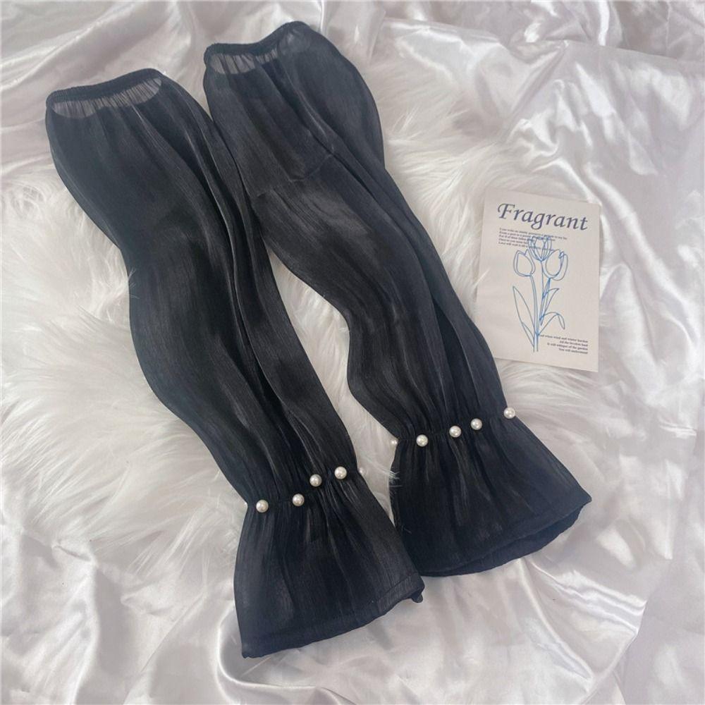 Lace Summer Sunscrean Sleeves Pearl Driving Arm Sleeves Ice Silk Sleeves Gloves Sun Protection