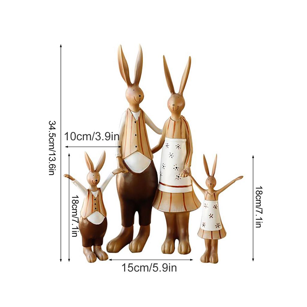 Rabbit Statue Resin Coating Cute Vintage Look Vivid Clear Texture Garden Bunny Ornament Decoration
