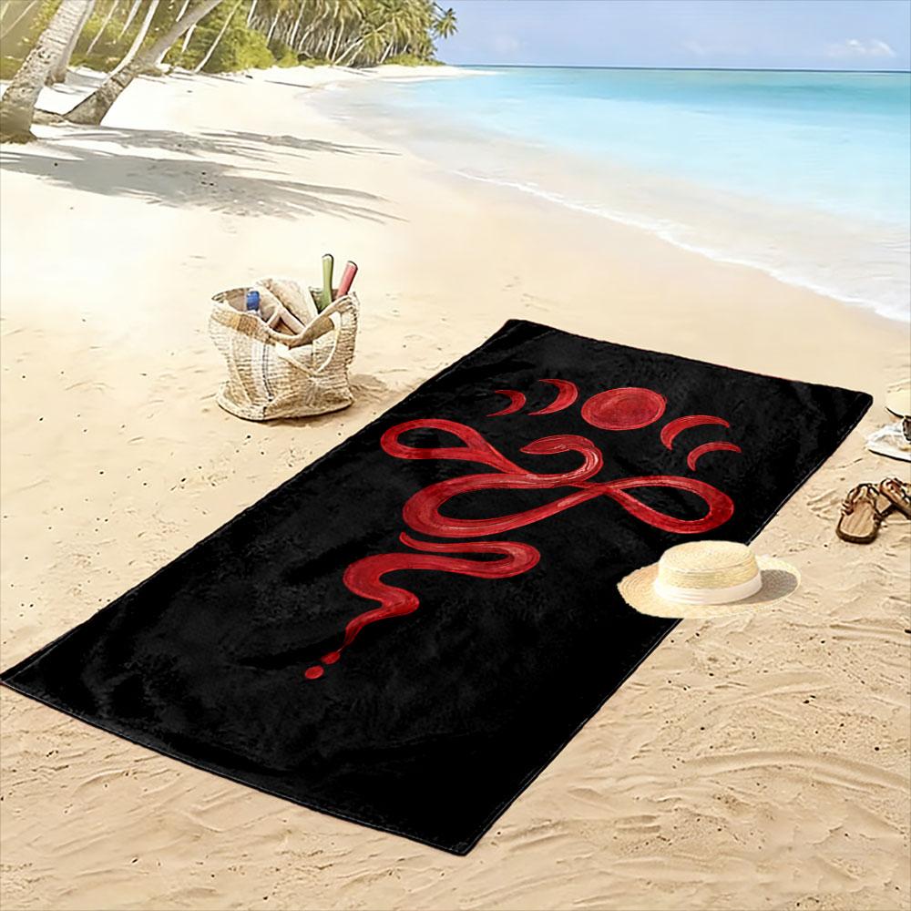 Serpentine elegance lunar embrace Print beach towel, quick drying, suitable for travel, outdoor sports, jogging, the beach and swimming, gift