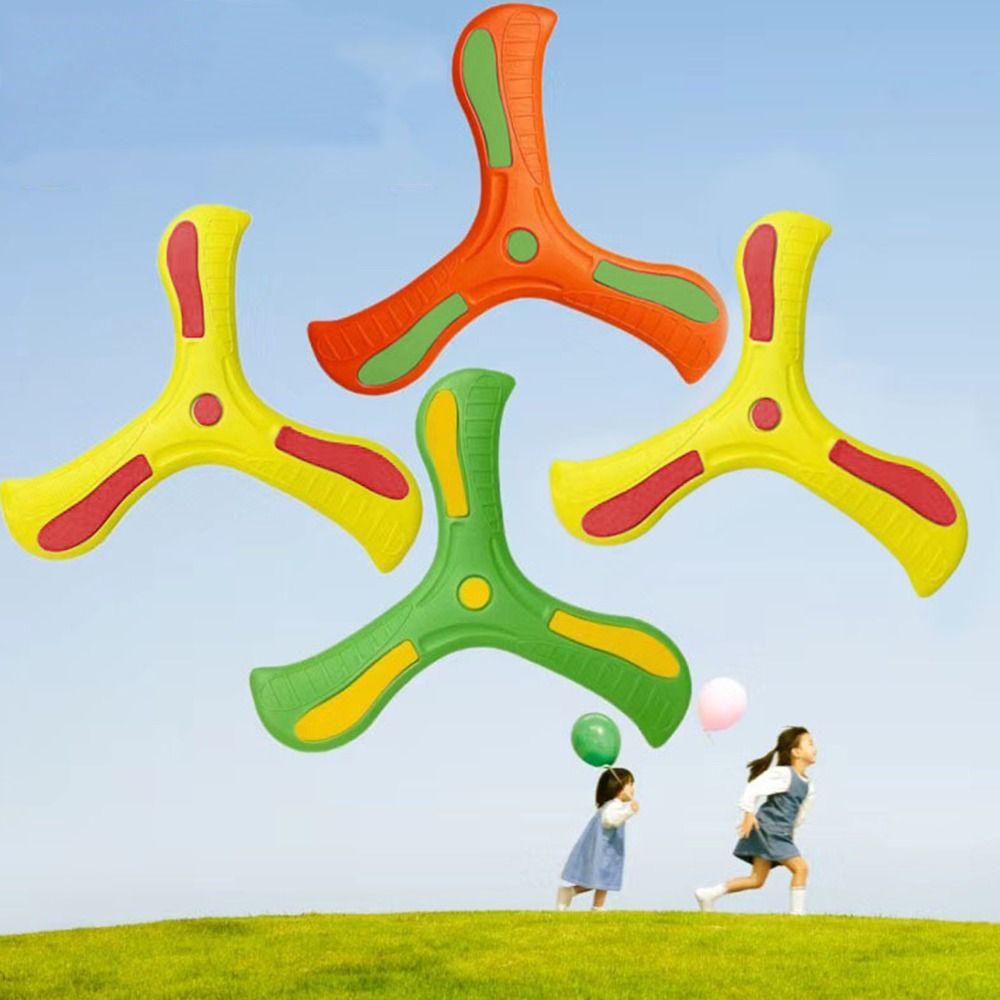 Interactive Luminous Boomerang Soft EVA Three-leaf Cross Flying Disc Flying Rocket Toy  Adult-kids