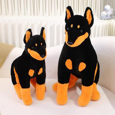 Brinquedo de pelúcia de simulação de cachorro de alta qualidade, boneco de pelúcia realista de cachorro Doberman, decoração de casa, desenho animado para crianças, menino e menina, presente de aniversário
