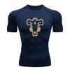 Men's Quick Dry Compression Workout T-shirt, Retro Bull Skul