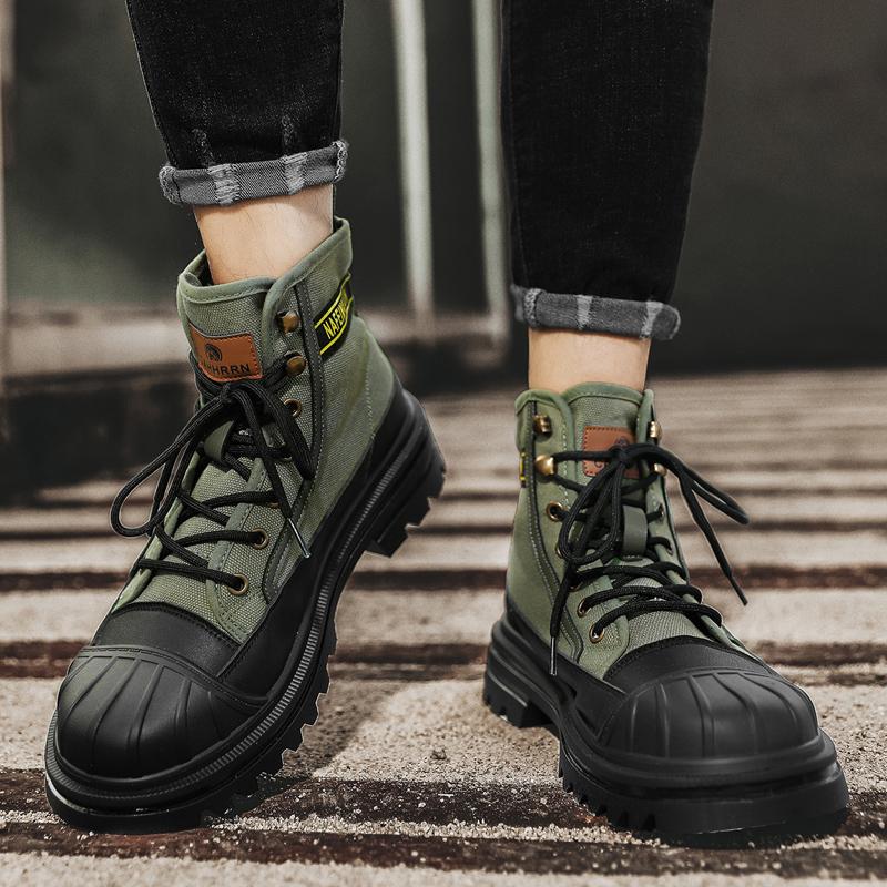 Fashion CYYTL Mens Boots Canvas New In Winter Casual Shoes Luxury Ankle Platform Hiking Safety Motorcycle Chelsea Tactical Cowboy Combat