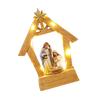 LED Lighted Holiday Resin Manger Nativity Scene Figurine Decors Christmas Themed Tabletop Religious Holy Family Ornament
