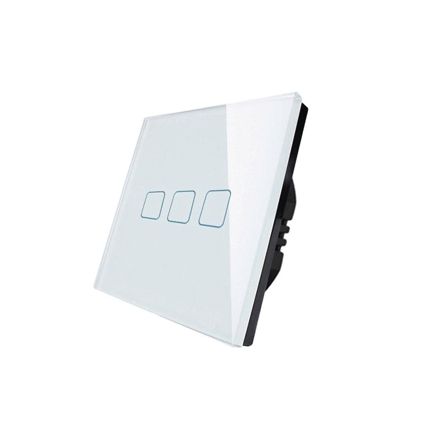 Open Electric EU Standard 3 Gang 1 Way Toughened Glass Panel Smart Home Remote Control Wifi Wall Light Touch Switch