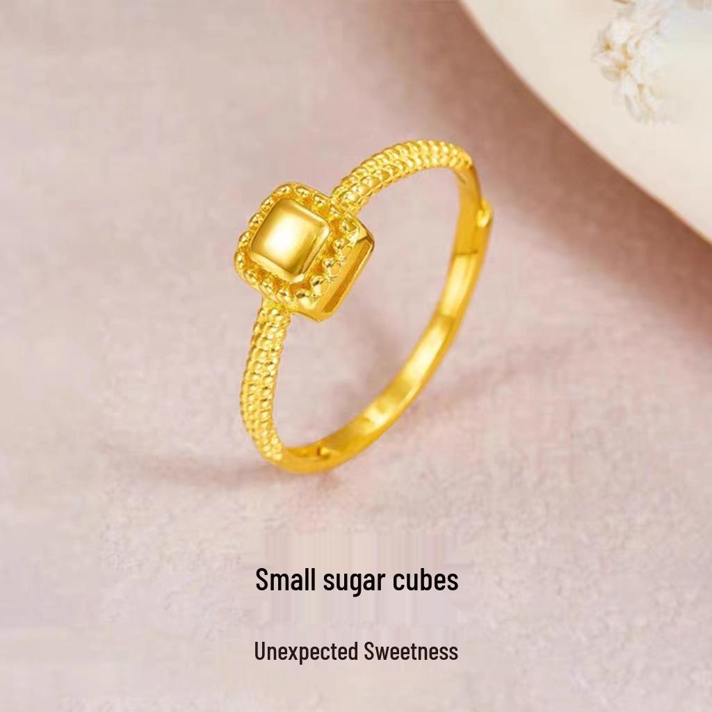 Elegant Vietnamese Gold Plated Brass Ring: Fashionable, Adjustable Open Design for Women