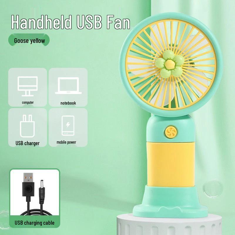 Portable Mini Handheld USB Fan with Powerful Wind and Desktop Stand