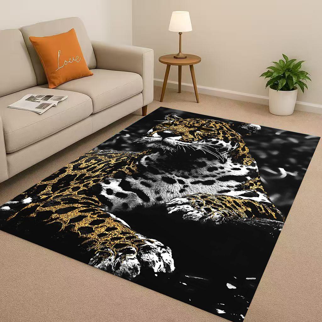 3D Cheetah Leopard Beast Living Room Non Slip Area Rug Soft Carpet for Bedroom Playroom and Sofa ,Easy Clean Home Decor Doormat