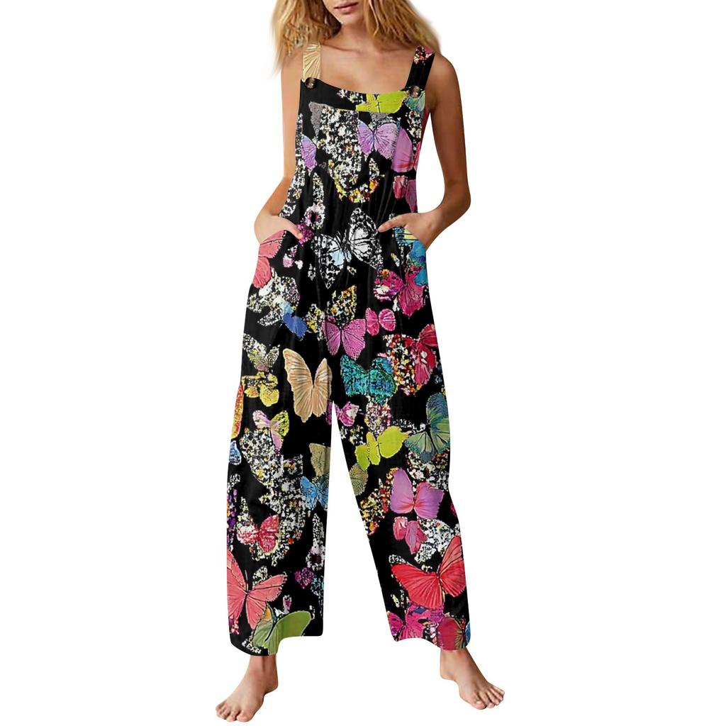 Salopette casual da donna Tute Cinghie regolabili Senza maniche Pagliaccetti estivi carini e comodi con tasca