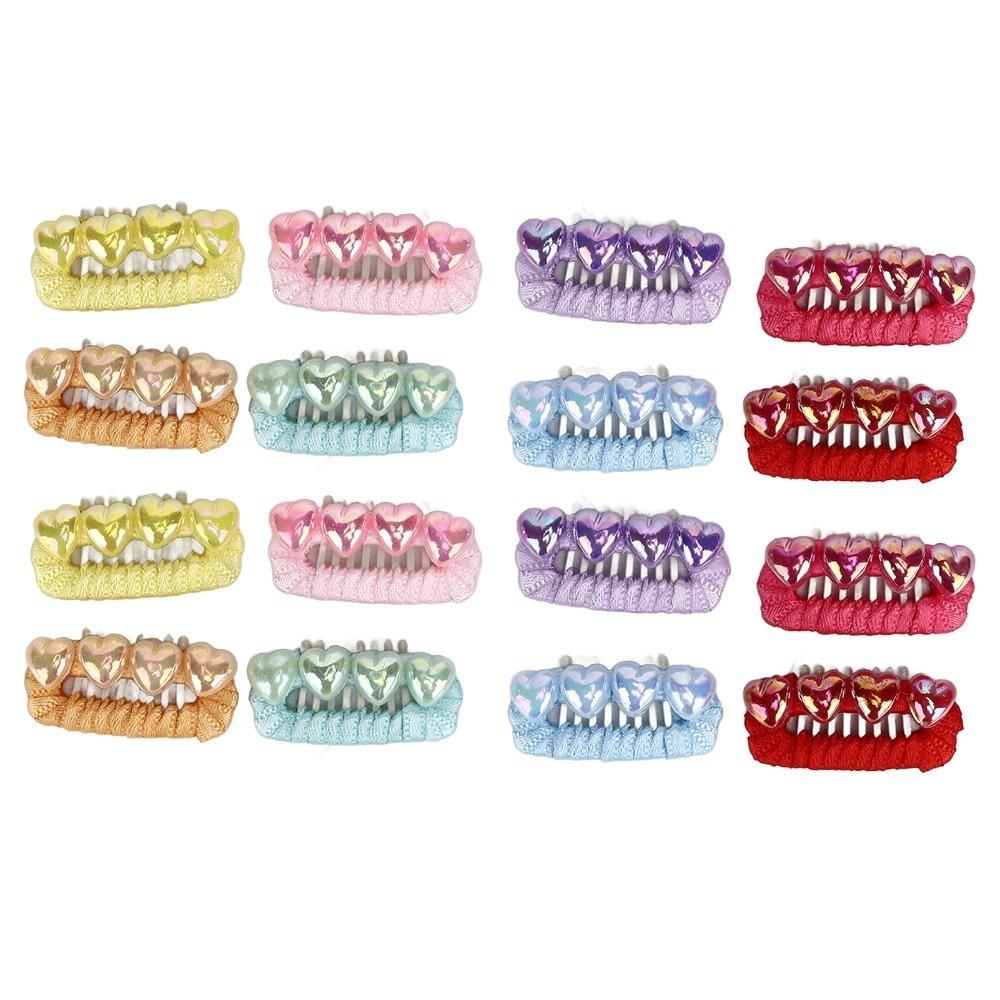 16pcs Heart Shaped Dog Hair Clips Bright Solid Tone Dog Heart Clips Pet Daily Grooming Pet Hair Clip