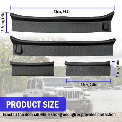 Für Jeep Wrangler 4-Türer 2008-2024 JK JKU JL JLU Schwarzer Türschwellerschutz Gladiator JT Gummi Schwellen Einstiegsleisten Ersatz