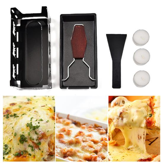 1 Set Antihaft-Mini-Raclette-Set Faltbarer Griff Metall-Grill Home Käse-Raclette-Grillplatte Grillwerkzeug