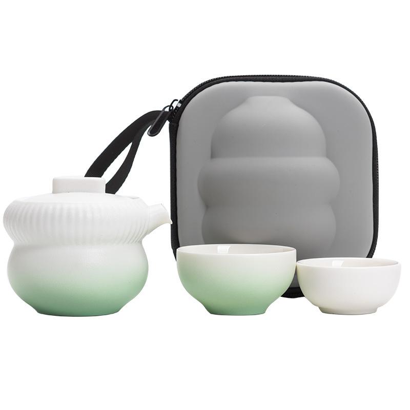 Travel tea set Kuaike cup portable high-end outdoor travel tea cup one pot two cups ceramic tea pot