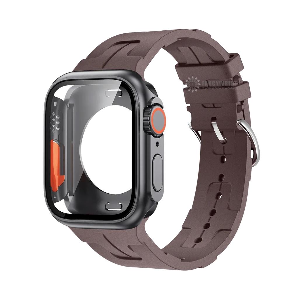 Original Silicone Band &Change To Ultra Case For Apple Watch 9 8 7 6 SE 5 4 Strap For iWatch Series 44mm 45mm 42mm 41mm Bracelet