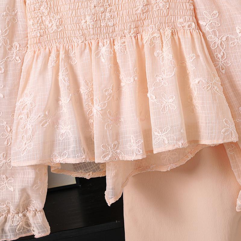 Girls' Suit Cross-border Children's Wear 2025 Autumn New Style High-end Jacquard Long Sleeve Bow Jacket Pants