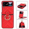 Applicable to Samsung Zflip4 Rhombus Folding Ring Mobile Phone Case Zflip3 Women's Fashion All-Inclusive Ring Leather Case