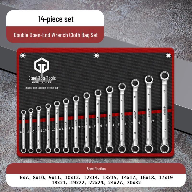 Dual-Purpose Multi-Function Open-End Wrench Set with 17 Sockets (8-10mm) for Auto Repair