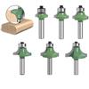 Lot de 6 fraises quart-de-rond pour défonceuse 8 mm - diam. 19,05/22,2/25,4/28,6/31,7/38,1 mm