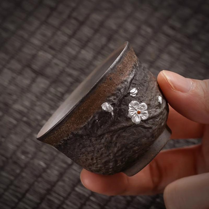 Liu Yin ceramiczny kubek do herbaty z grubej ceramiki pojedynczy ceramiczny kubek ceramiczny ręcznie robiony kubek do herbaty zestaw do herbaty Kung Fu nieglazurowany pozłacany kubek mistrza kubek do herbaty