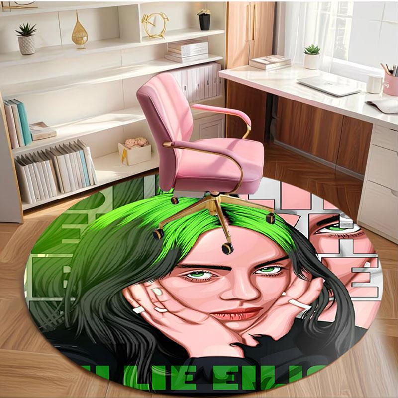 Billie Eilish Print Round Rug, Washable Floor Carpet, For Entryway Dorm Laundry Room Office Study, Home Decor Birthday Christmas Gift