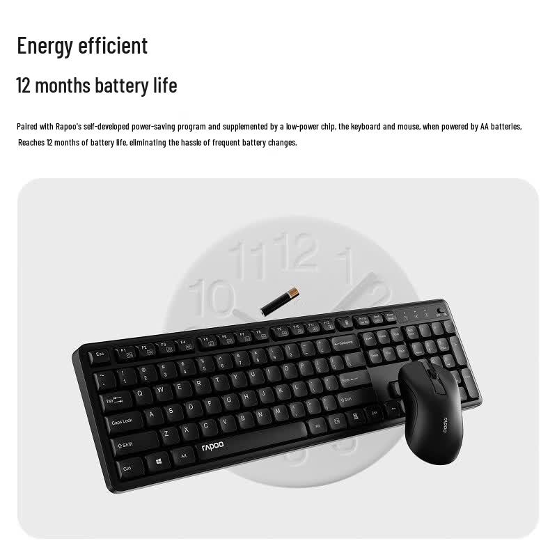Rapoo X2800S Kabellose Stille Tastatur-Maus-Kombination, 104 Tasten, Full-Size