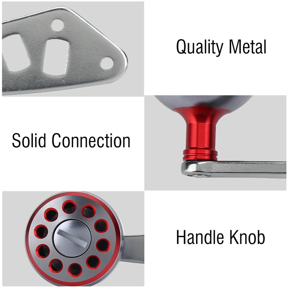 1Pc Durable Metal Handle Part Accessory for Abu Round Baitcast Fishing Reel(Red)