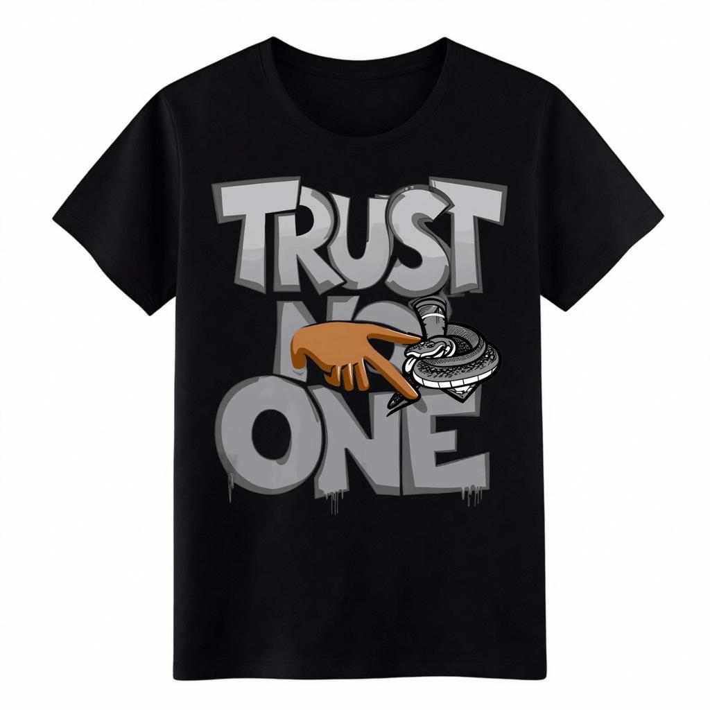 Trust No One Snake Graphic T-Shirt Edgy Streetwear Graffiti Casual Tee