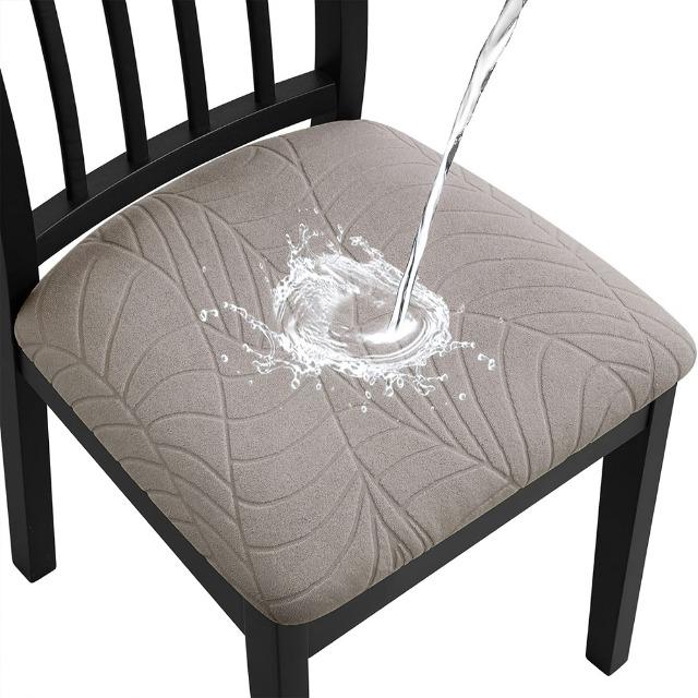 

Jacquard Waterproof Chair Seat Cover for Dining Room Stretch Pure Removable Kitchen Hotel Banquet Chair Seat Slipcover Protector 1-PCS