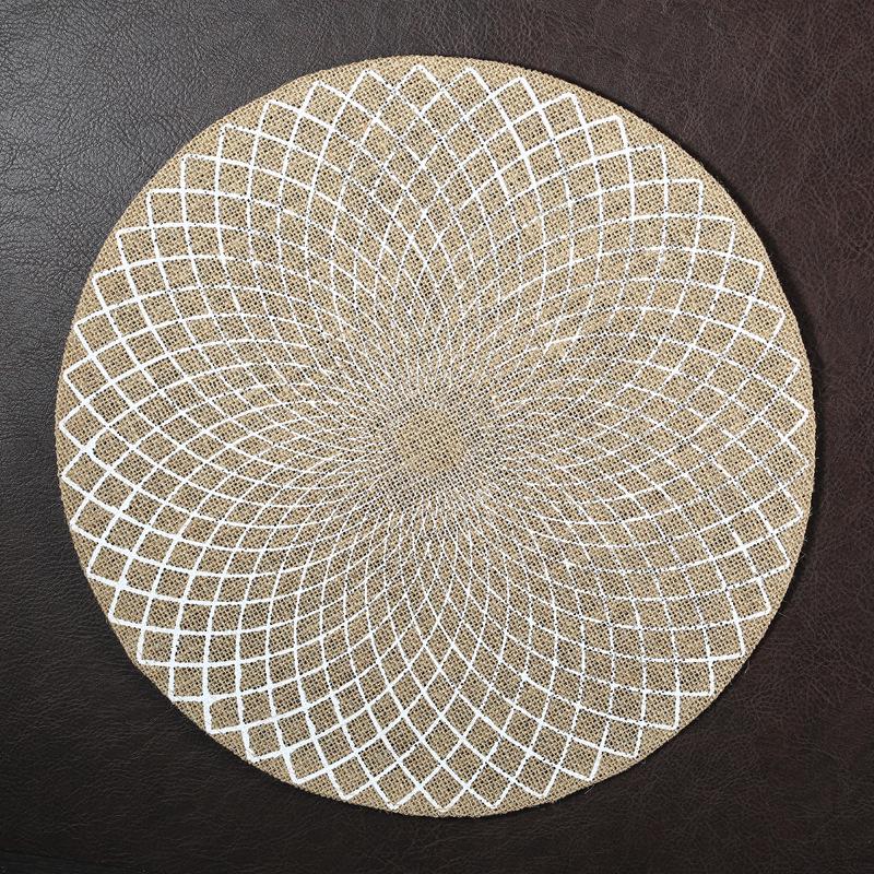 Eco-friendly round Japanese minimalist wind fringed placemat table mat coaster natural color jute modern minimalist