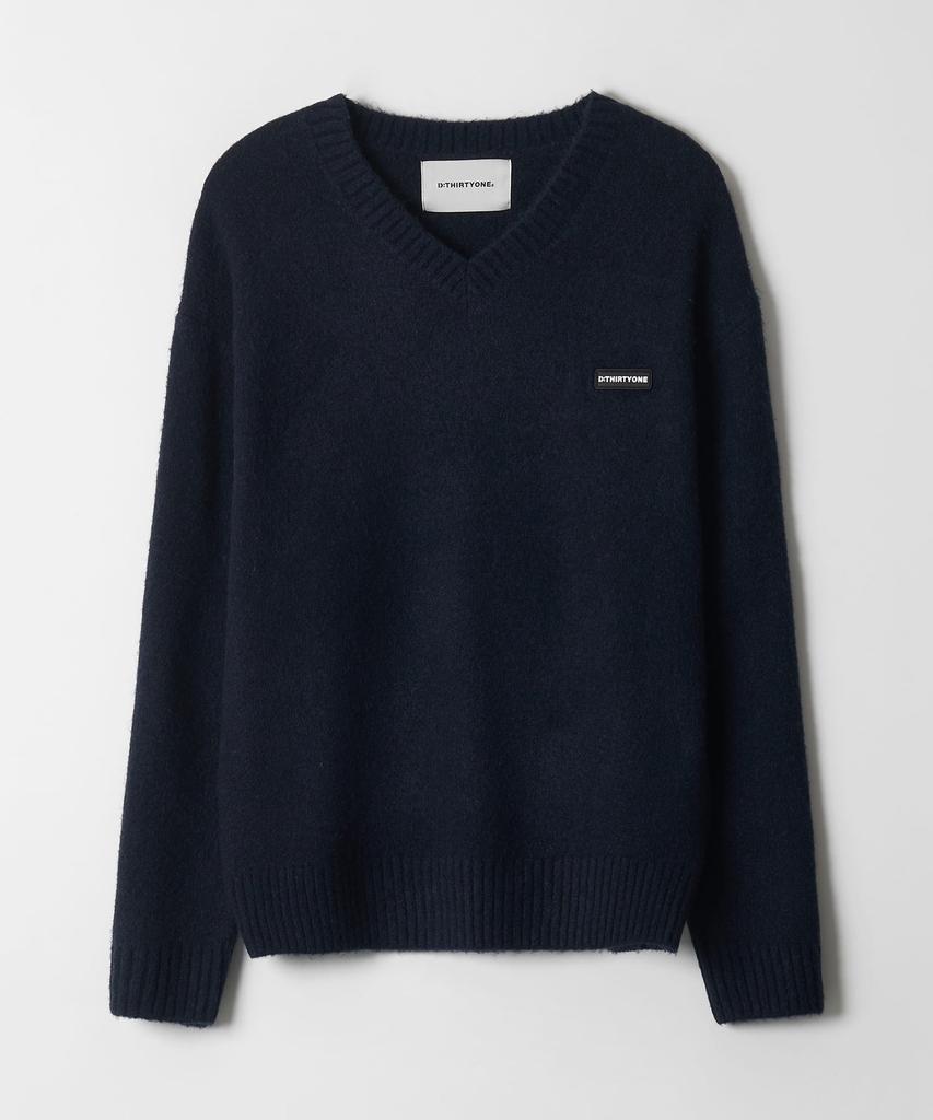 DTHIRTYONE V-Neck Solid Sweater (Navy)