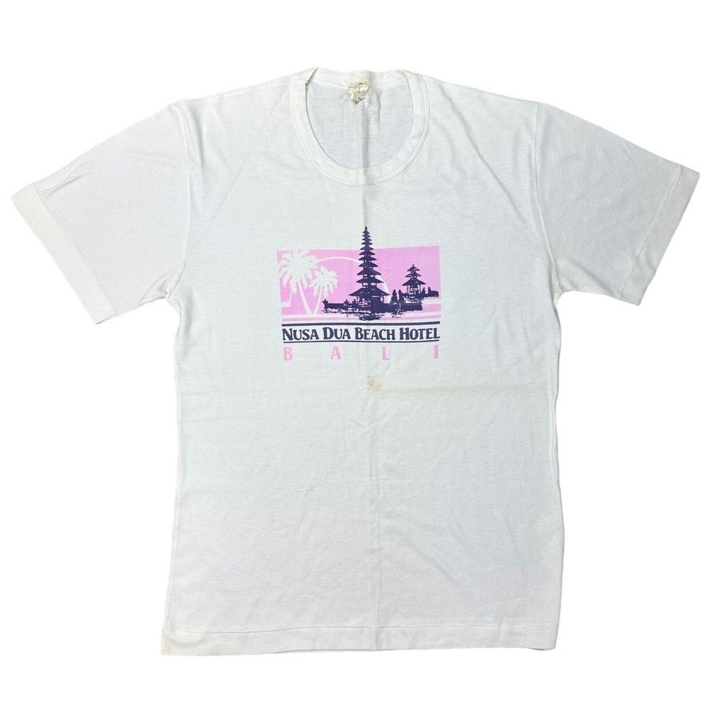 

Single Stitch T-shirt Vintage Graphic Print Bali White Mens 4XL