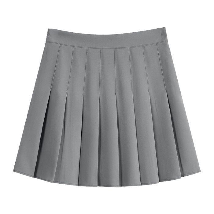 

Women s Black Pleated A-Line Mini Skirt - Elastic Waist, Petite JK Style for Spring, Summer & Autumn 2X Large светло-серый