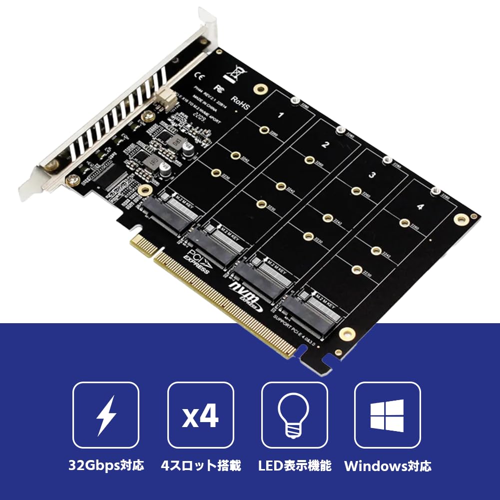 Waves SSD Expansion Board PCIe X 16 M.2 4-Slot 4.0 (with Heatsink)