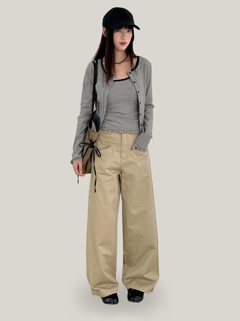 Yuyi Spring 2026 Women's American Style Wide-Leg Casual Pants with Single Pocket