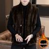 Men's Winter 2025 Faux Leather & Golden Mink Velvet Fur-Integrated Thick Gilet Jacket