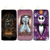 Nightmare Before Christmas PU Long Wallet for Women Zip Clutch Purse Makeup Bag Jack Skellington Print Black 3pcs