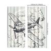 2pcs Classic Airplane Window Drapes   Vintage Blue & Black Round Frame Sketch with Sky Clouds   Polyester Fabric   Home Decor Curta