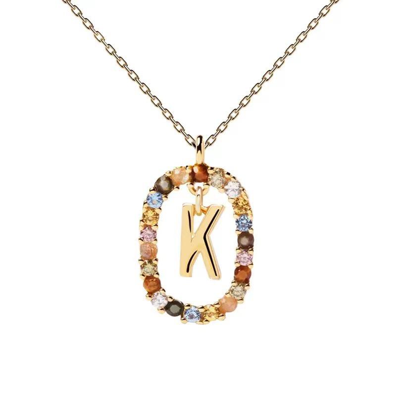European & American Spanish Zircon Alphabet Necklace - Stylish Clavicle Chain Pendant
